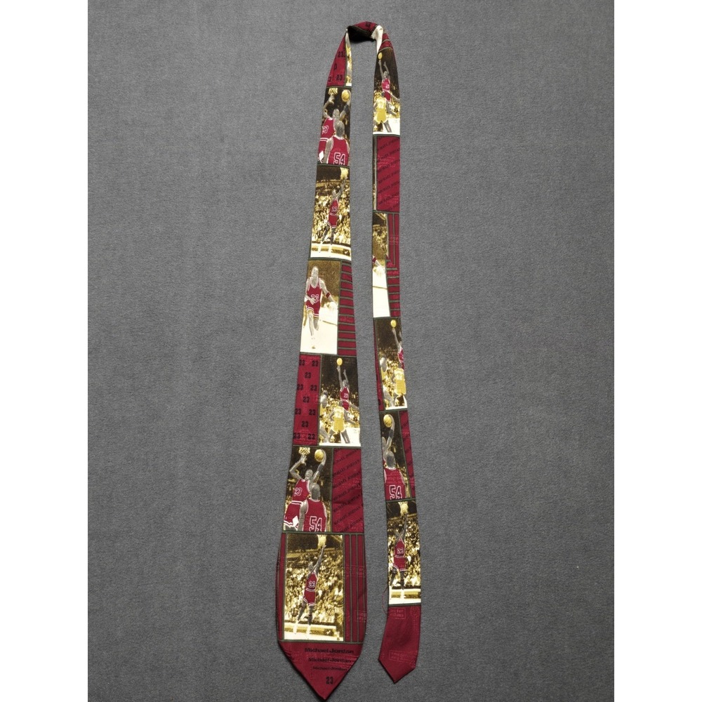 Michael Jordan Silk Necktie NBA Chicago‎ Bulls #23 Rare 90s VTG Bugatchi